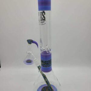 2K Glass Art Wig Wag reversal with dry ash catcher (purple,blue) 16.5in